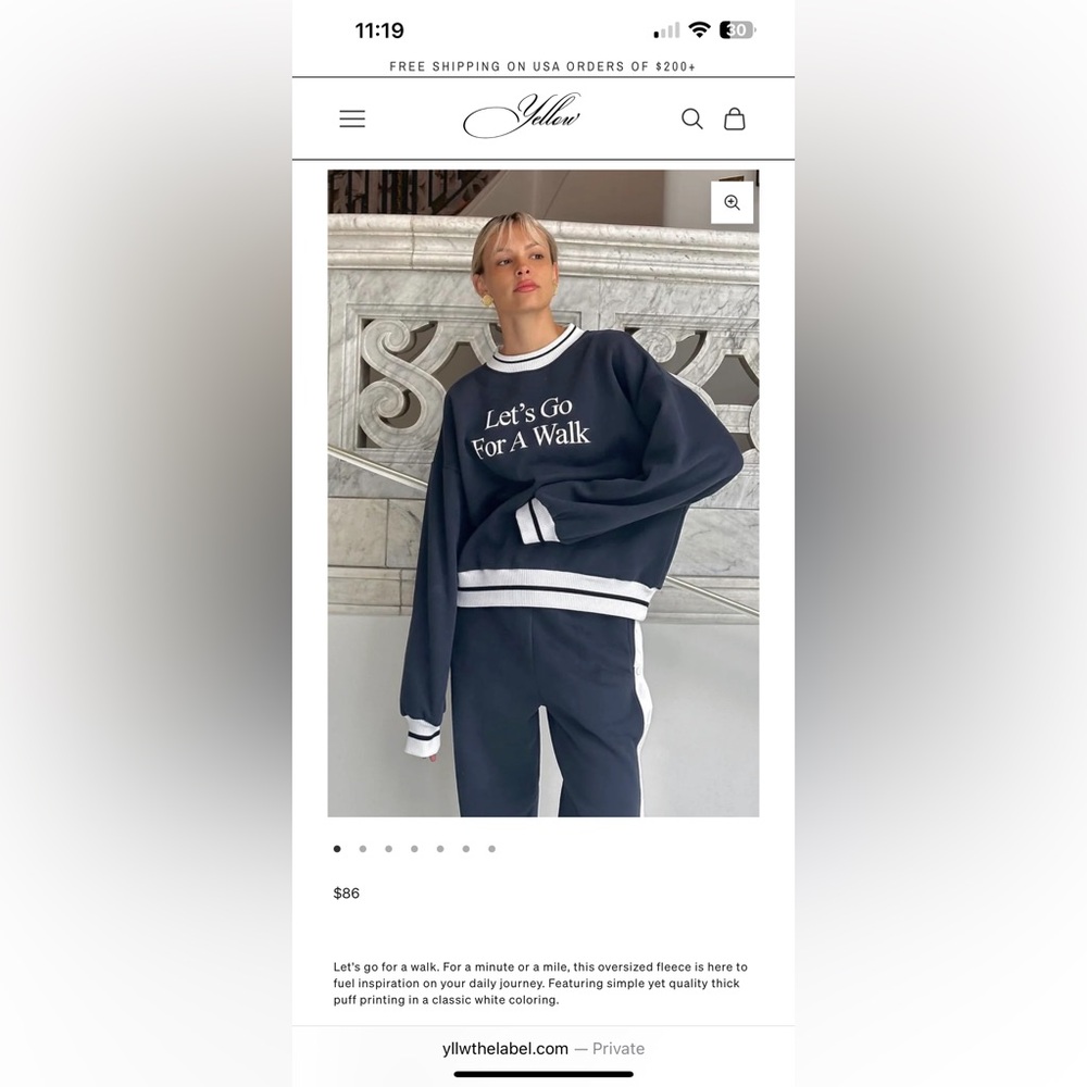 YLLW THE LABEL “Let’s Go For A Walk” Oversized Sweatshirt in Navy Size M